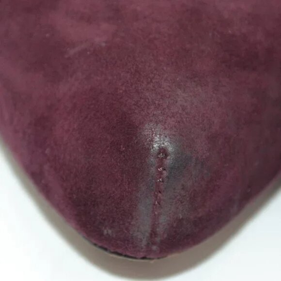 Vera Wang Plum Purple Burgundy Red Leather Suede Pin-Up Bow Stiletto Heels 6.5 - Picture 7 of 11
